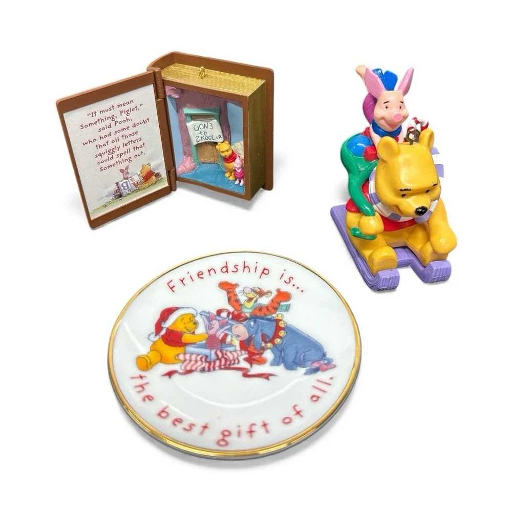 Vintage Winnie The Pooh Christmas Ornaments Lot Of 3 Ornaments‎